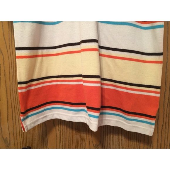 Design Lab Premium Polo Short Mens XL 3 Button Striped Multi Color Orange Yellow - Picture 5 of 12